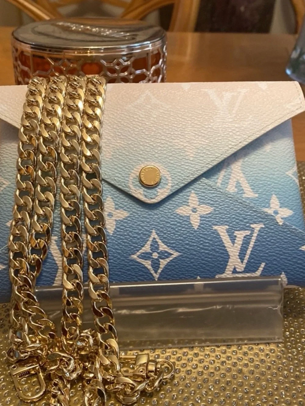Louis Vuitton Blue Gradient Monogram Envelope Wallet